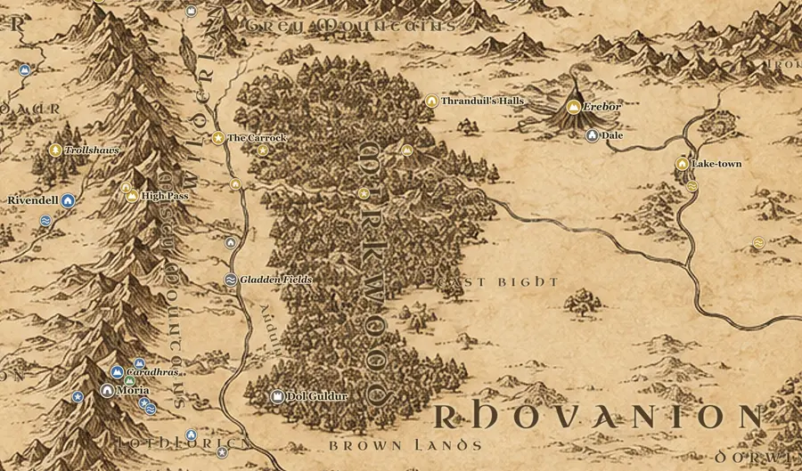 Mirkwood on the map of Middle-earth