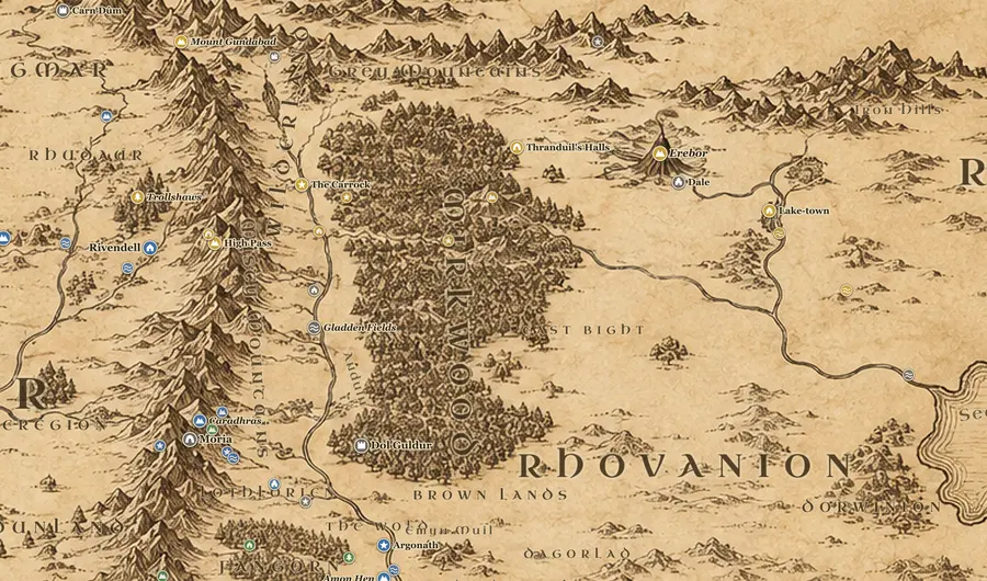 Rhovanion on the map of Middle-earth