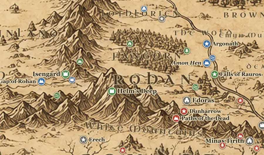 Rohan on the map of Middle-earth