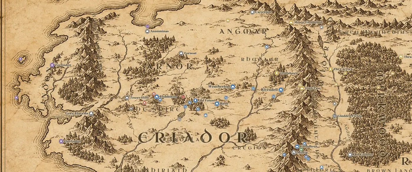 Lindon on the map of Middle-earth