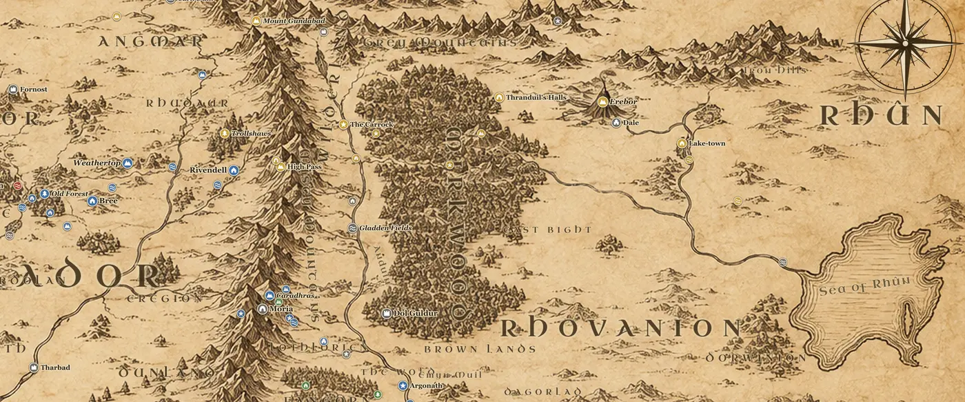 Rhovanion on the map of Middle-earth