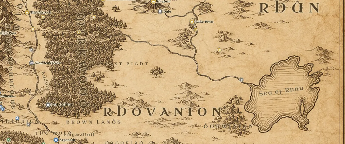 Rhûn on the map of Middle-earth
