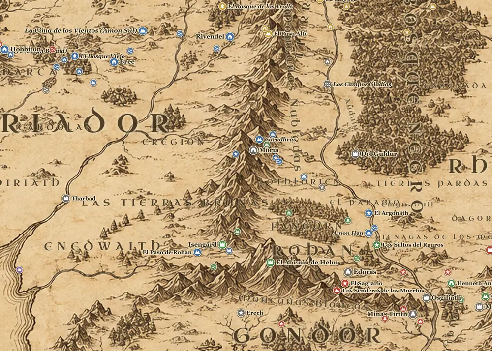 El viaje de Boromir en el mapa de la Tierra Media