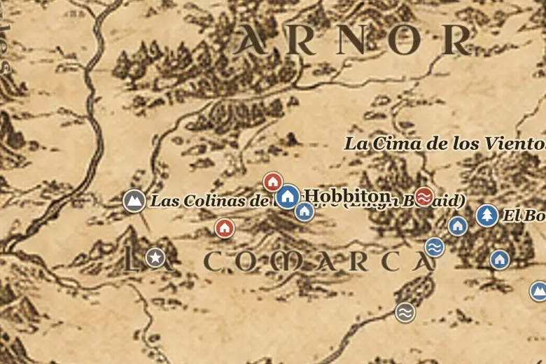 Bolsón Cerrado en el mapa de la Tierra Media