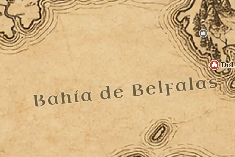 La Bahía de Belfalas en el mapa de la Tierra Media