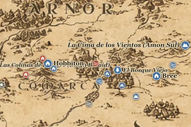 El Puente del Brandivino en el mapa de la Tierra Media