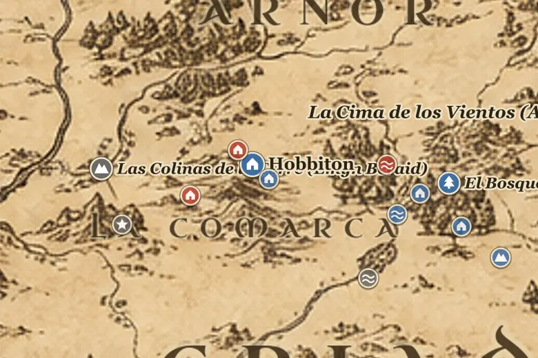 Delagua en el mapa de la Tierra Media