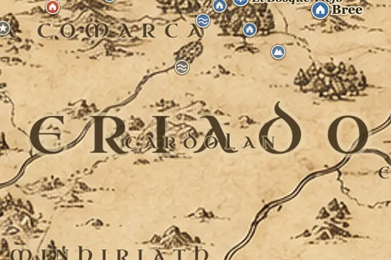 Cardolan en el mapa de la Tierra Media