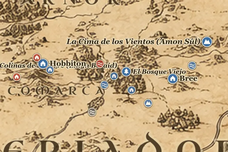 Cricava en el mapa de la Tierra Media