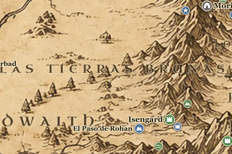 Las Tierras Brunas en el mapa de la Tierra Media
