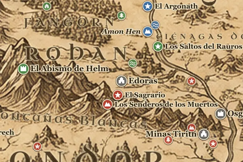 Edoras en el mapa de la Tierra Media
