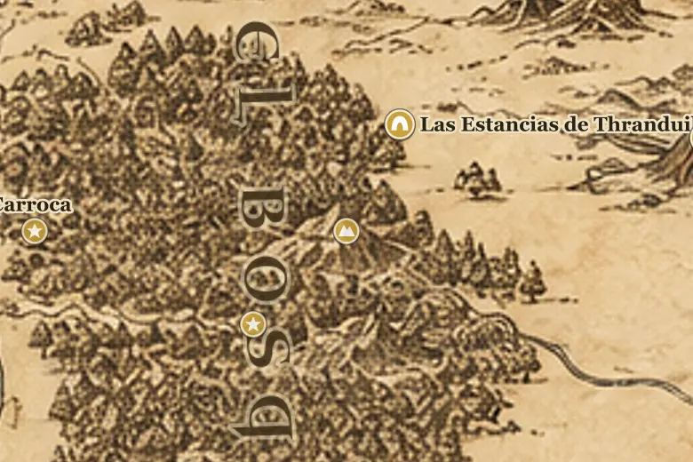 Las Montañas del Bosque Negro (Emyn-nu-Fuin) en el mapa de la Tierra Media