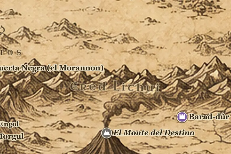 Las Ered Lithui en el mapa de la Tierra Media