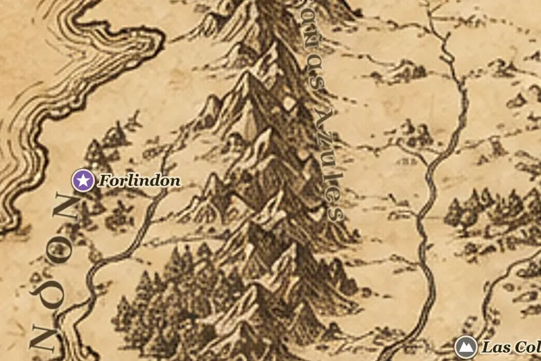 Las Montañas Azules (Ered Luin) en el mapa de la Tierra Media