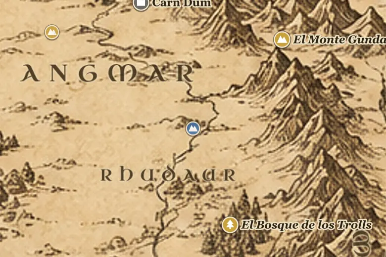 Las Landas de Etten en el mapa de la Tierra Media