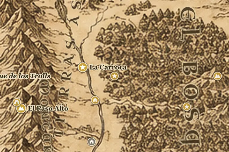La Puerta del Bosque en el mapa de la Tierra Media
