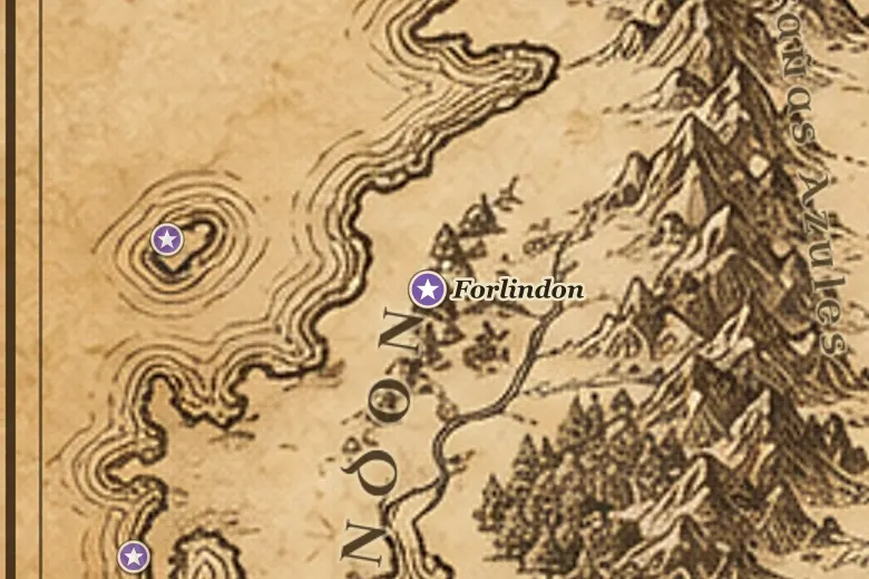 Forlindon en el mapa de la Tierra Media