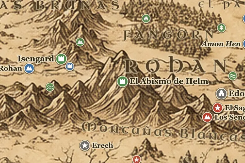 El Abismo de Helm en el mapa de la Tierra Media