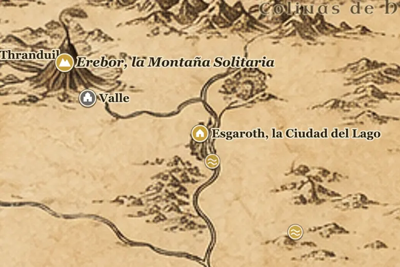 Esgaroth, la Ciudad del Lago en el mapa de la Tierra Media