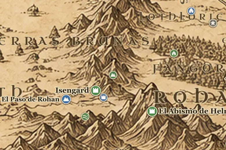 Methedras en el mapa de la Tierra Media