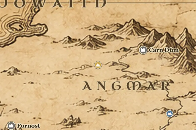 El Monte Gram en el mapa de la Tierra Media