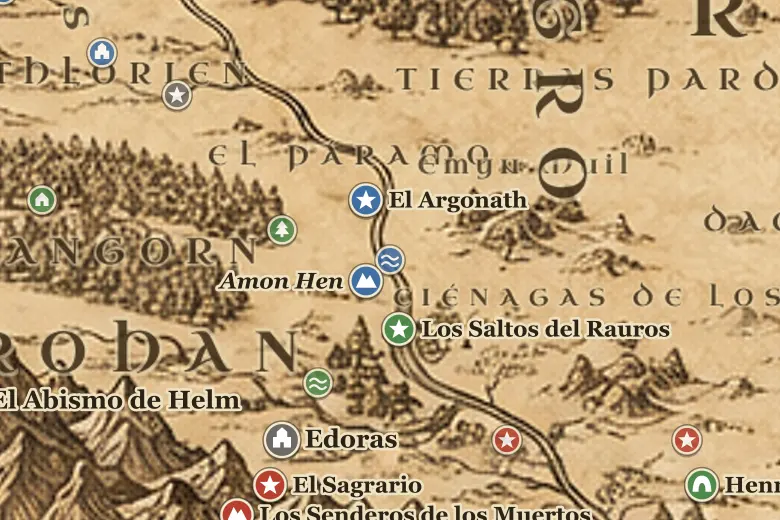 Nen Hithoel en el mapa de la Tierra Media
