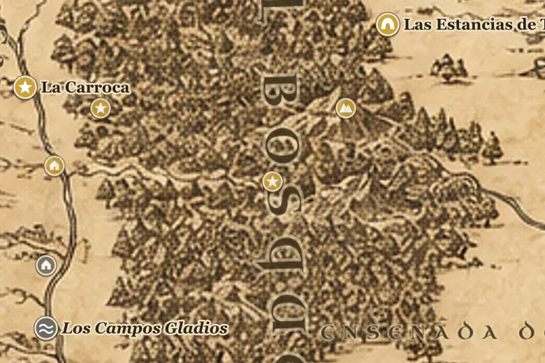 El Viejo Camino del Bosque en el mapa de la Tierra Media