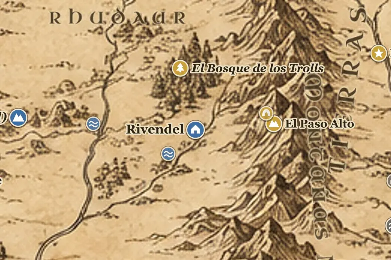 Rivendel en el mapa de la Tierra Media