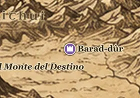 Barad-dûr en el mapa de la Tierra Media