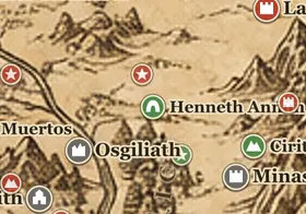 Henneth Annûn en el mapa de la Tierra Media