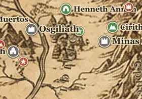 Ithilien en el mapa de la Tierra Media