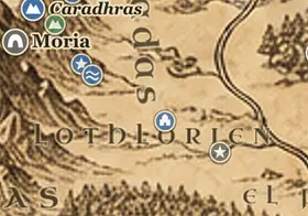 Lothlórien en el mapa de la Tierra Media