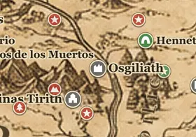 Osgiliath en el mapa de la Tierra Media