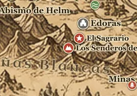 Los Senderos de los Muertos en el mapa de la Tierra Media