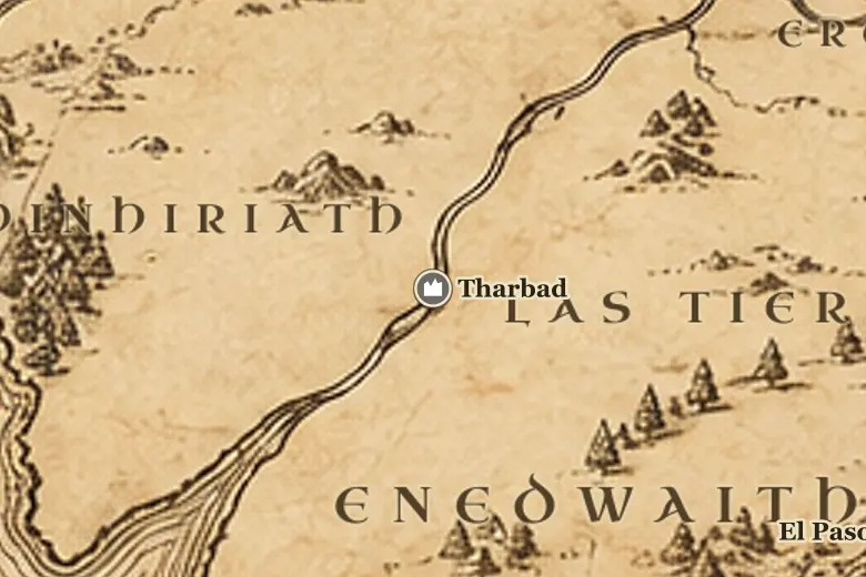 Tharbad en el mapa de la Tierra Media