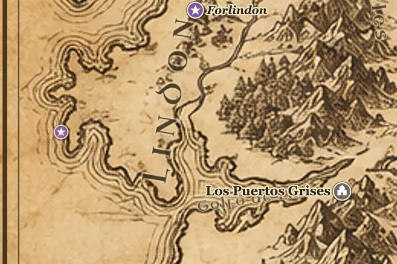 Tol Morwen en el mapa de la Tierra Media