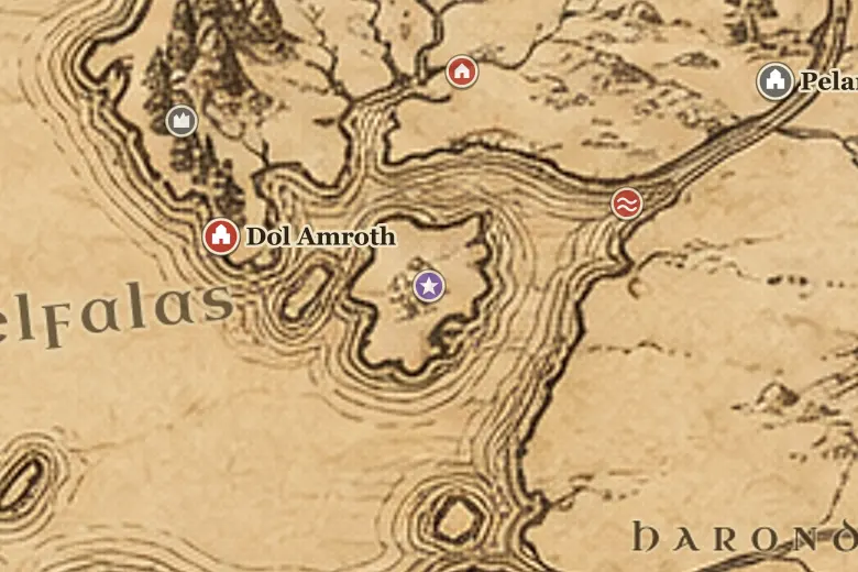 Tolfalas en el mapa de la Tierra Media