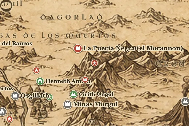 Udûn en el mapa de la Tierra Media
