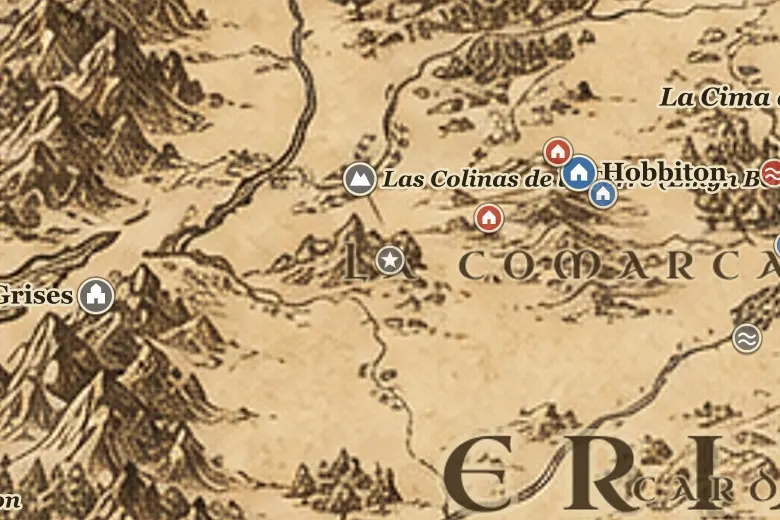 Las Marcas del Oeste en el mapa de la Tierra Media
