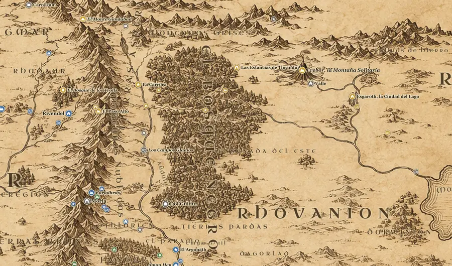 Rhovanion en el mapa de la Tierra Media