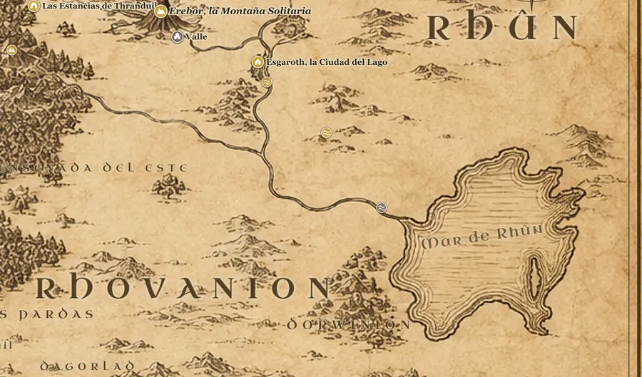 Rhûn en el mapa de la Tierra Media