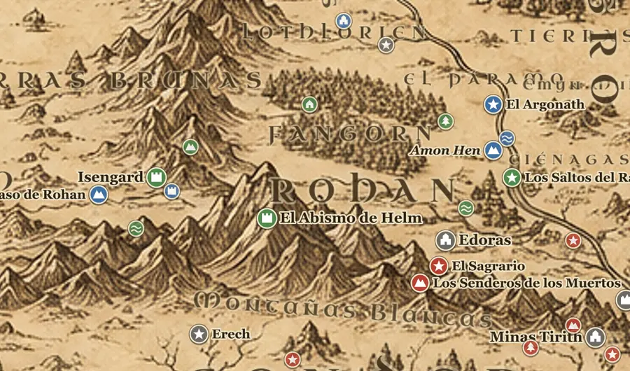 Rohan en el mapa de la Tierra Media