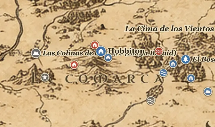 La Comarca en el mapa de la Tierra Media