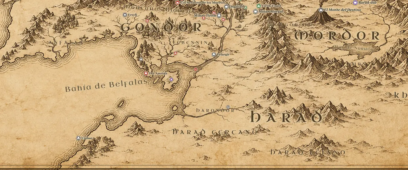 Harad en el mapa de la Tierra Media