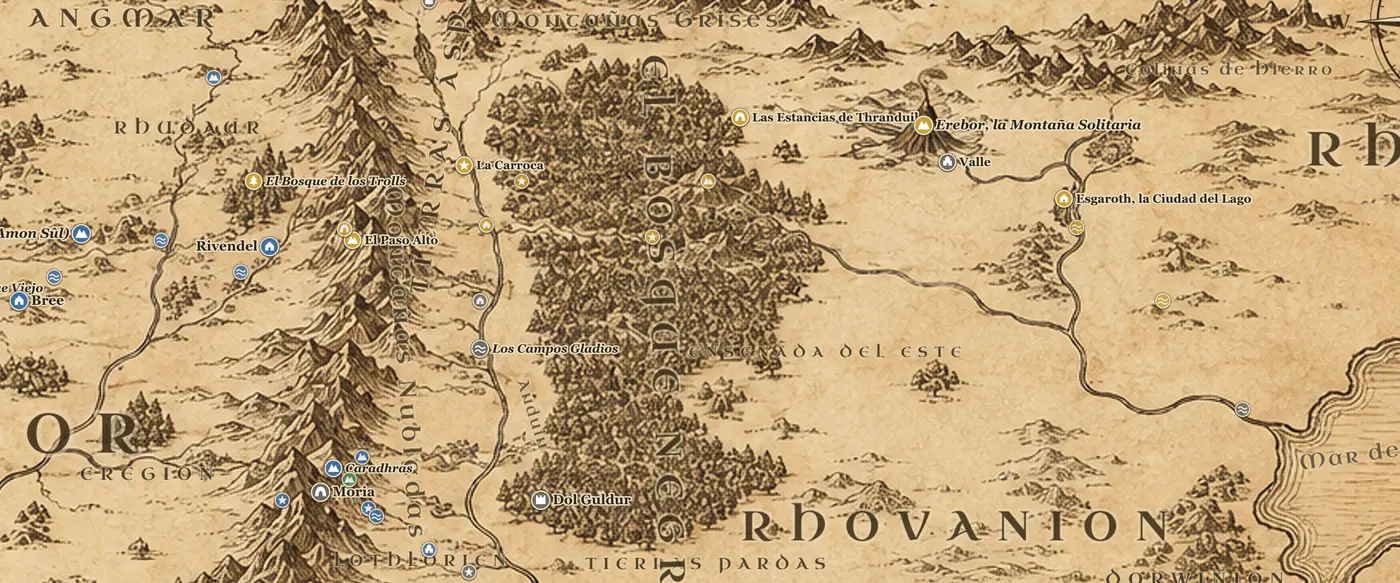 El Bosque Negro en el mapa de la Tierra Media