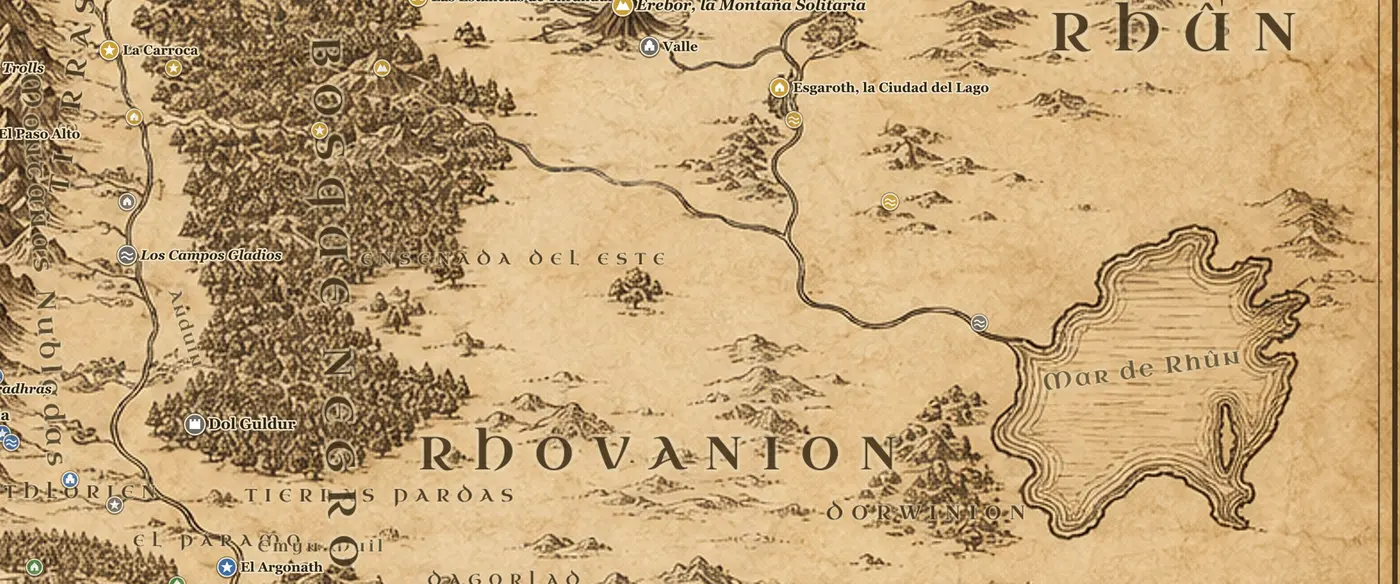 Rhûn en el mapa de la Tierra Media