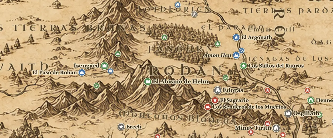 Rohan en el mapa de la Tierra Media