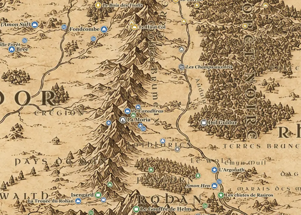 La Communauté de l'Anneau sur la carte de la Terre du Milieu