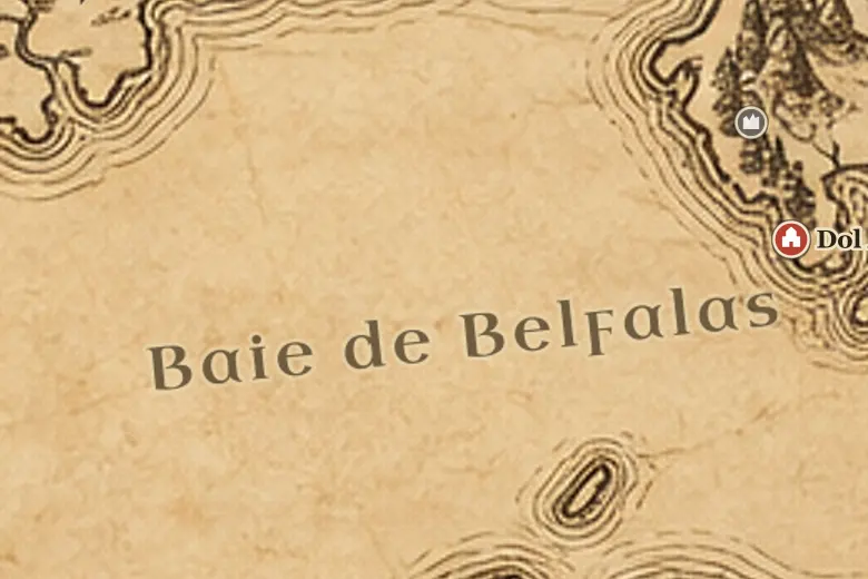La Baie de Belfalas sur la carte de la Terre du Milieu