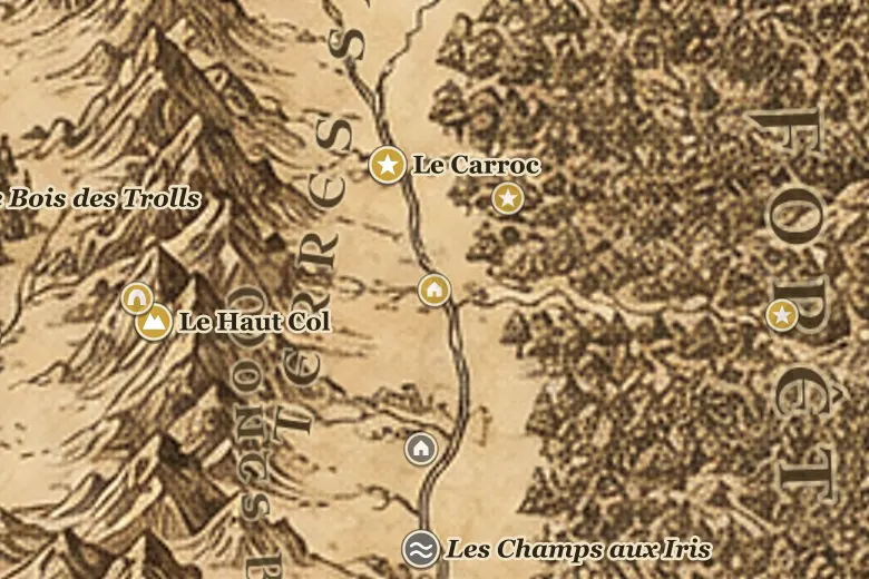 La maison de Beorn sur la carte de la Terre du Milieu
